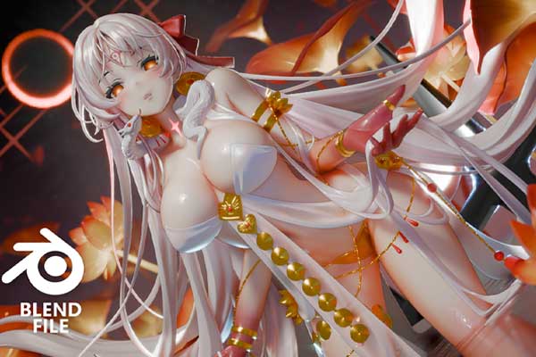 卡通动漫印度神话女神杜尔迦人物角色高精度3D模型下载(Blender)