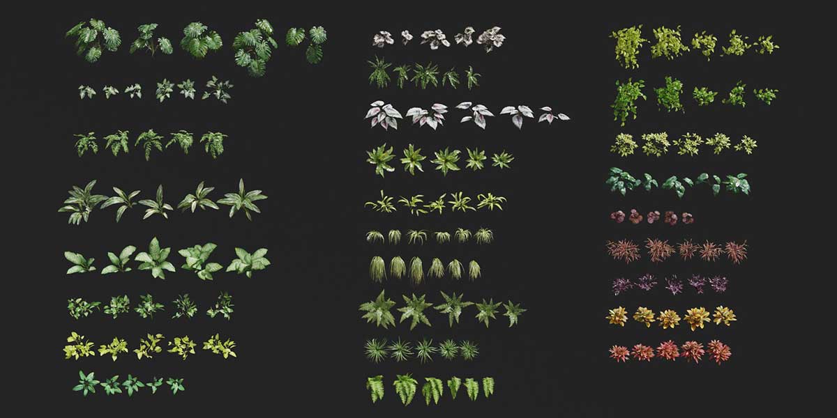 Blender景观绿化植物3D模型资产预设 Vertical Scapes