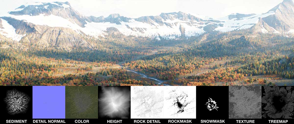 高细节的山地地形3D模型资产下载(Blender,OBJ) Classic Mountain Pack Full (Blender/OBJ格式) + 中文字幕视频教程