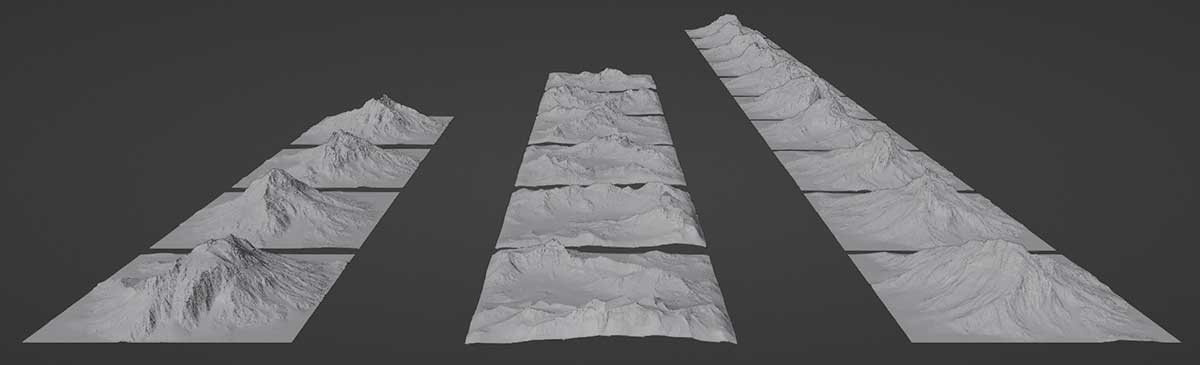 高细节的山地地形3D模型资产下载(Blender,OBJ) Classic Mountain Pack Full (Blender/OBJ格式) + 中文字幕视频教程