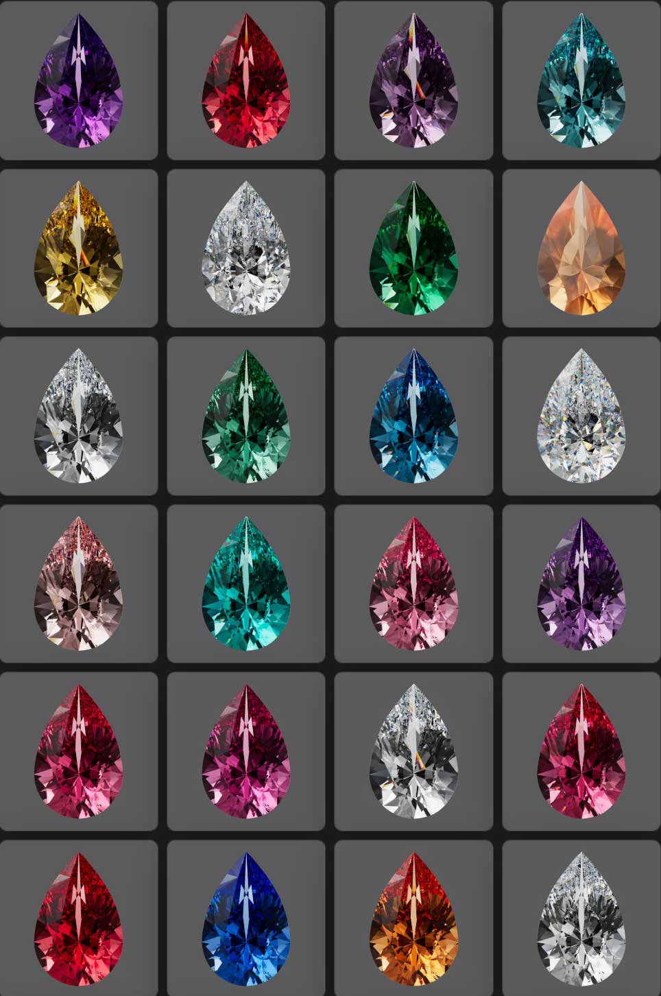 32个GSG灰猩猩宝石钻石材质贴图C4D预设下载