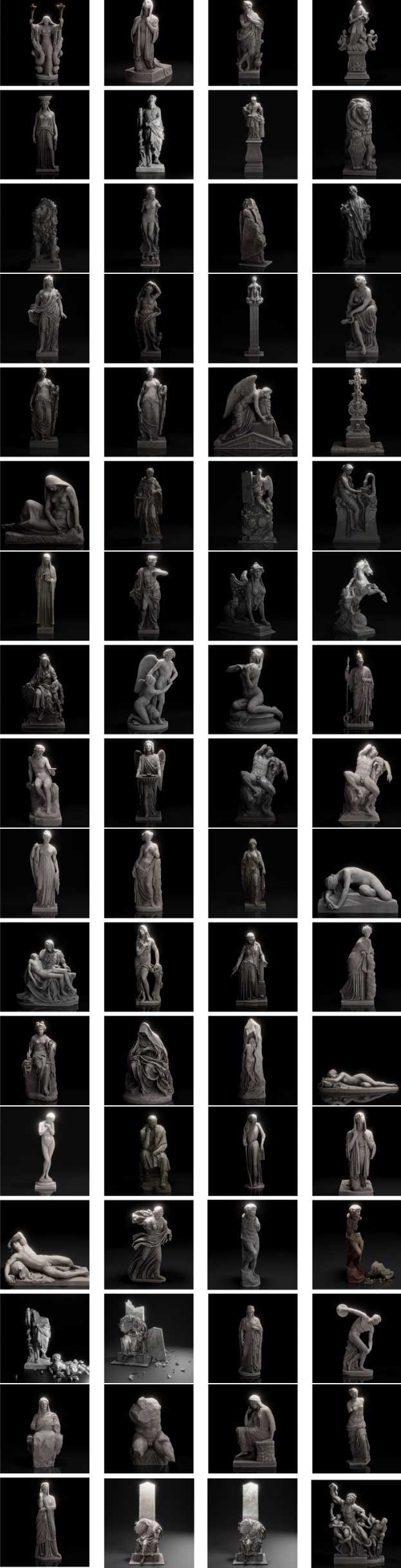 100多种3D扫描真实罗马著名雕塑雕像3D模型资产下载(Blender) 100+ Scaned Famous Statues In Rome 3D Models Pack