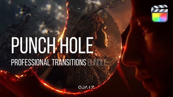 FCPX40个电影胶片穿孔过渡转场预设插件 Punch Hole Transitions for Final Cut Pro