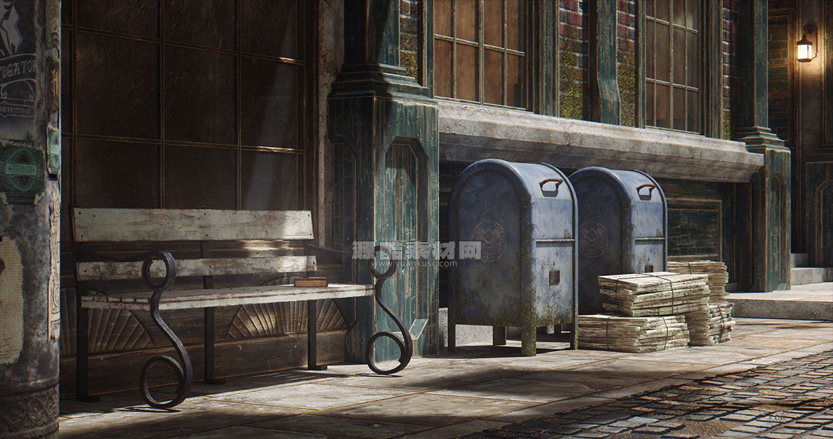 惊悚阴森恐怖小镇楼房木屋建筑3D模型资产(C4D,Blender,3DS MAX,Unity,UE,FBX/OBJ) kitbash3d lovecraft