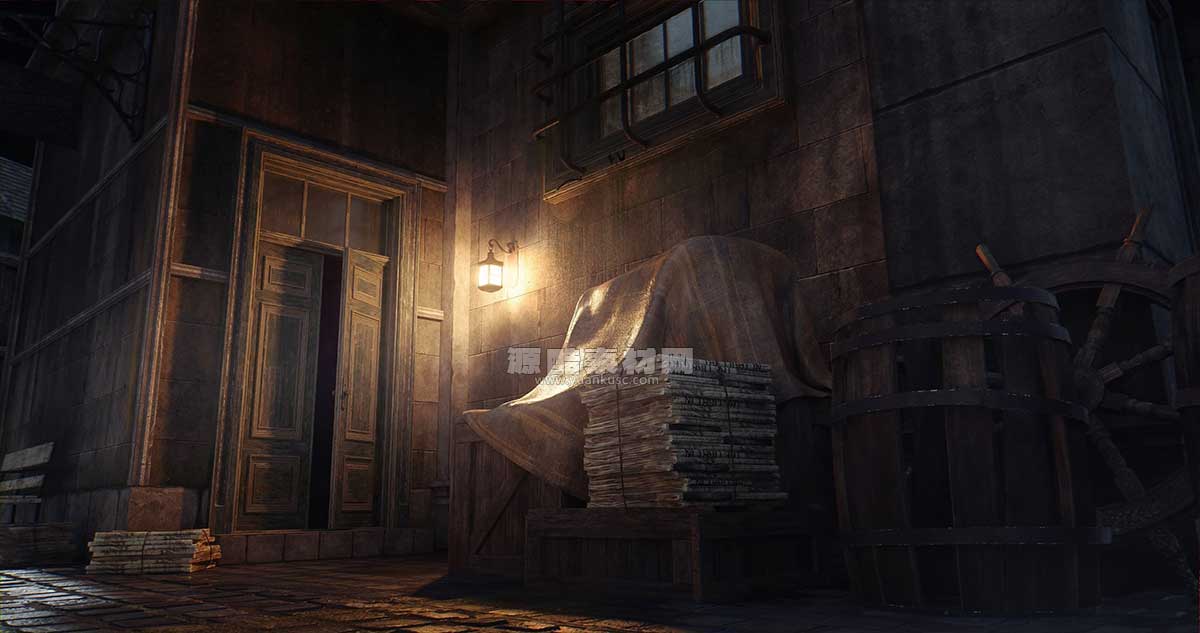 惊悚阴森恐怖小镇楼房木屋建筑3D模型资产(C4D,Blender,3DS MAX,Unity,UE,FBX/OBJ) kitbash3d lovecraft