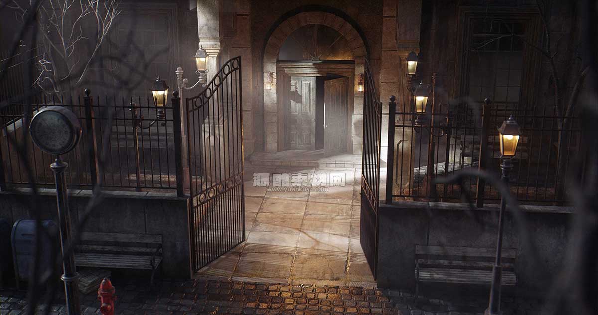 惊悚阴森恐怖小镇楼房木屋建筑3D模型资产(C4D,Blender,3DS MAX,Unity,UE,FBX/OBJ) kitbash3d lovecraft