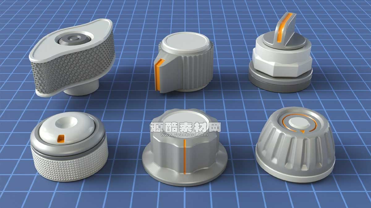工业仪表螺母开关设备3D模型资产(C4D,Blender,MAX,FBX,OBJ格式) Industrial Kitbash – 9 – 156 pieces