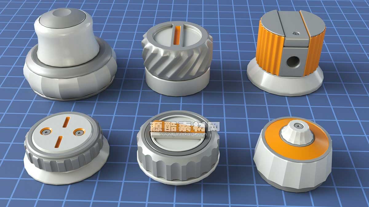 工业仪表螺母开关设备3D模型资产(C4D,Blender,MAX,FBX,OBJ格式) Industrial Kitbash – 9 – 156 pieces