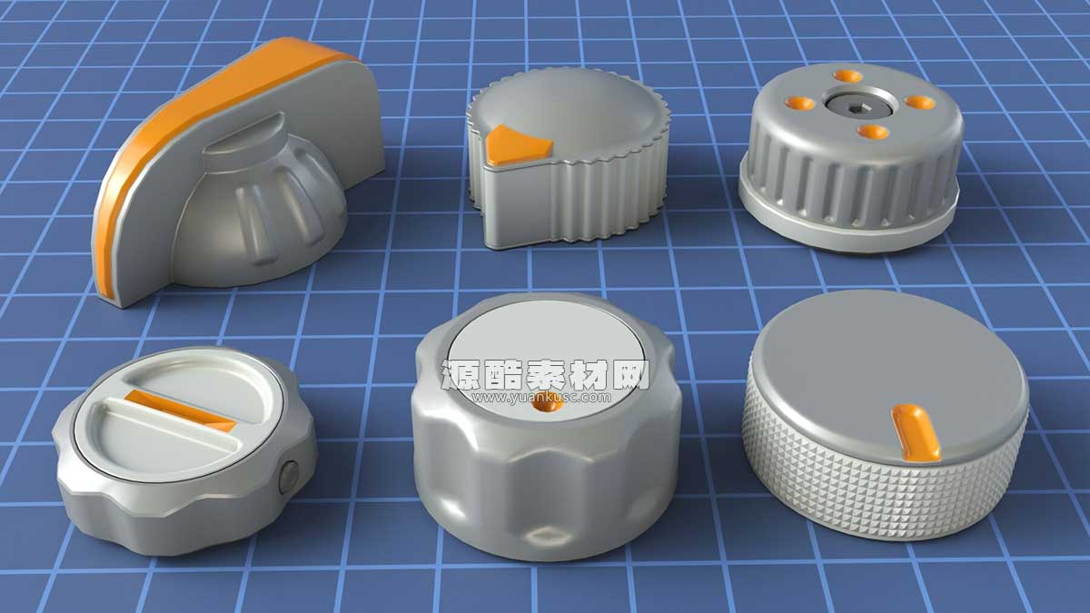 工业仪表螺母开关设备3D模型资产(C4D,Blender,MAX,FBX,OBJ格式) Industrial Kitbash – 9 – 156 pieces