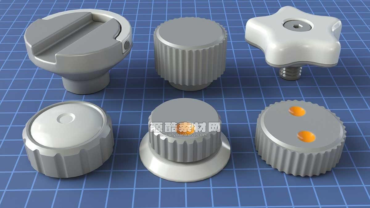 工业仪表螺母开关设备3D模型资产(C4D,Blender,MAX,FBX,OBJ格式) Industrial Kitbash – 9 – 156 pieces