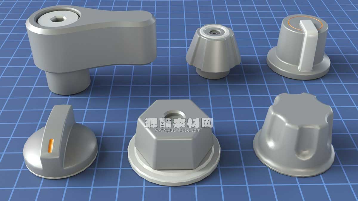工业仪表螺母开关设备3D模型资产(C4D,Blender,MAX,FBX,OBJ格式) Industrial Kitbash – 9 – 156 pieces