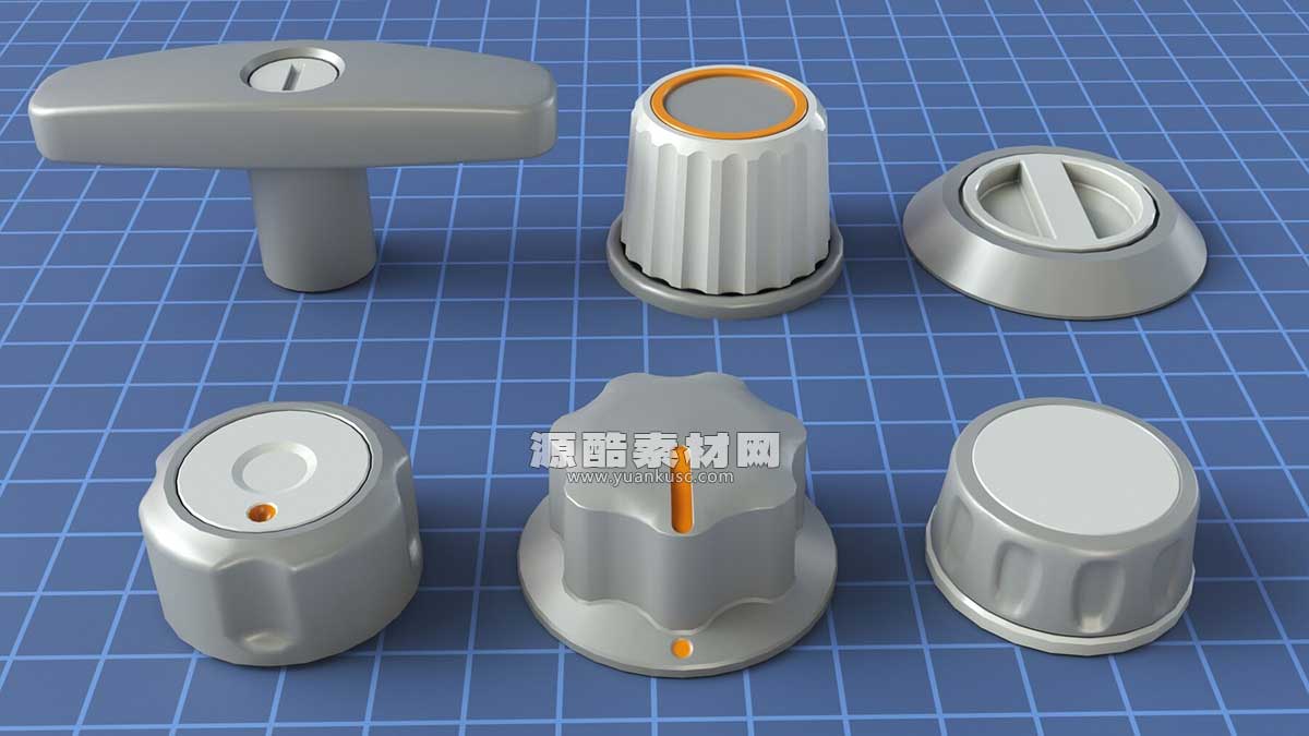工业仪表螺母开关设备3D模型资产(C4D,Blender,MAX,FBX,OBJ格式) Industrial Kitbash – 9 – 156 pieces