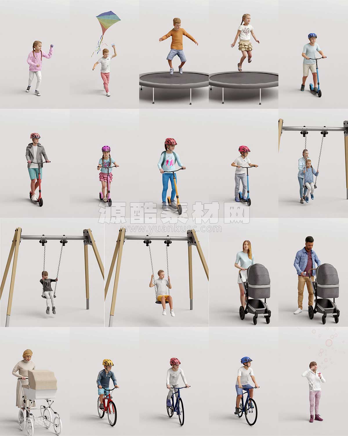 20个小孩儿童人物3D模型(Blender) Humano – Vol.10 Kids