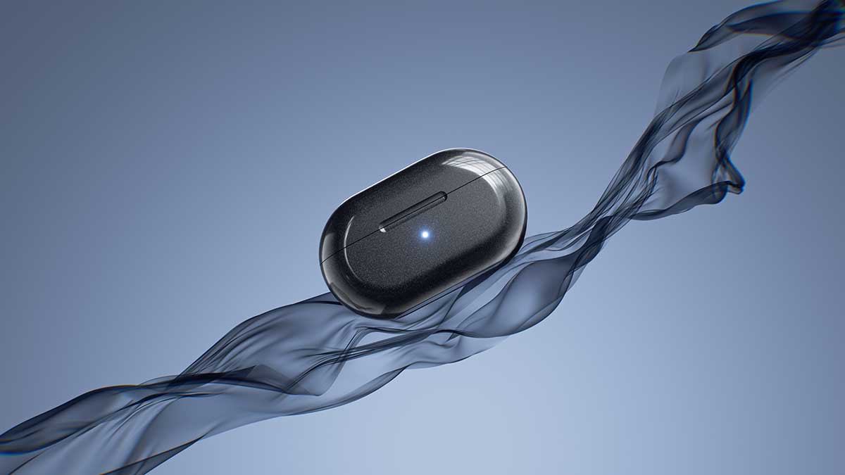 C4D飘带蓝牙耳机充电盒3C产品场景OC渲染工程耳机充电盒3D模型