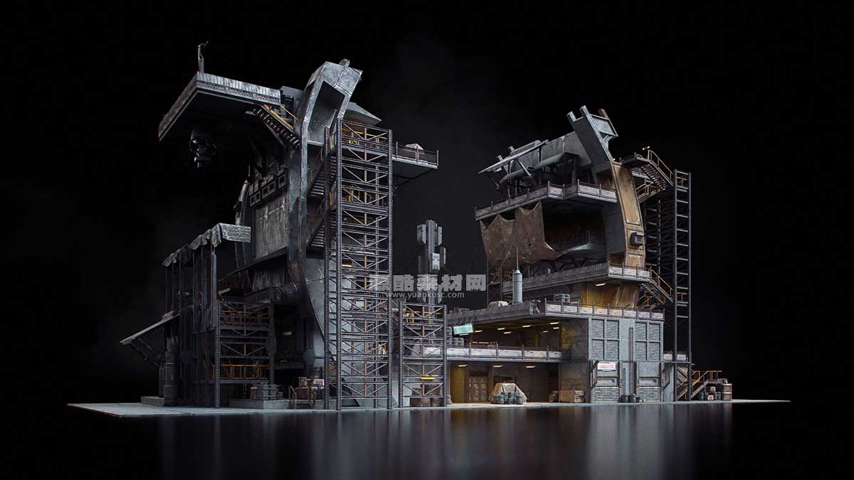 赛博朋克风格黑市市场交易场景建筑3D模型资产(Blender) Kitbash3D – Black Market