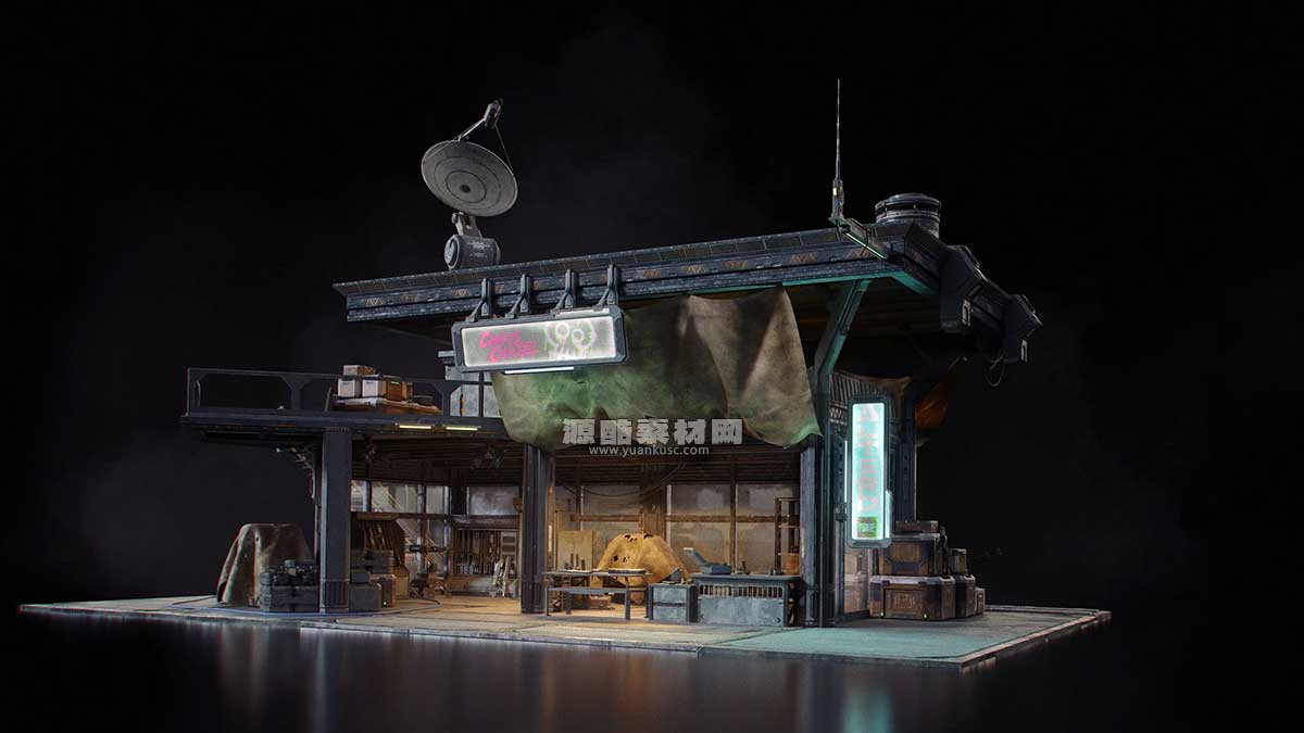 赛博朋克风格黑市市场交易场景建筑3D模型资产(Blender) Kitbash3D – Black Market