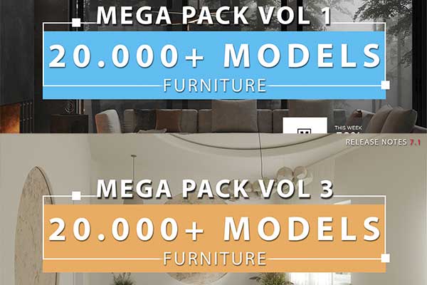 4023组Blender室内家具家电桌椅灯床沙发装饰等3D模型合集 Models furniture VOL1+VOL3