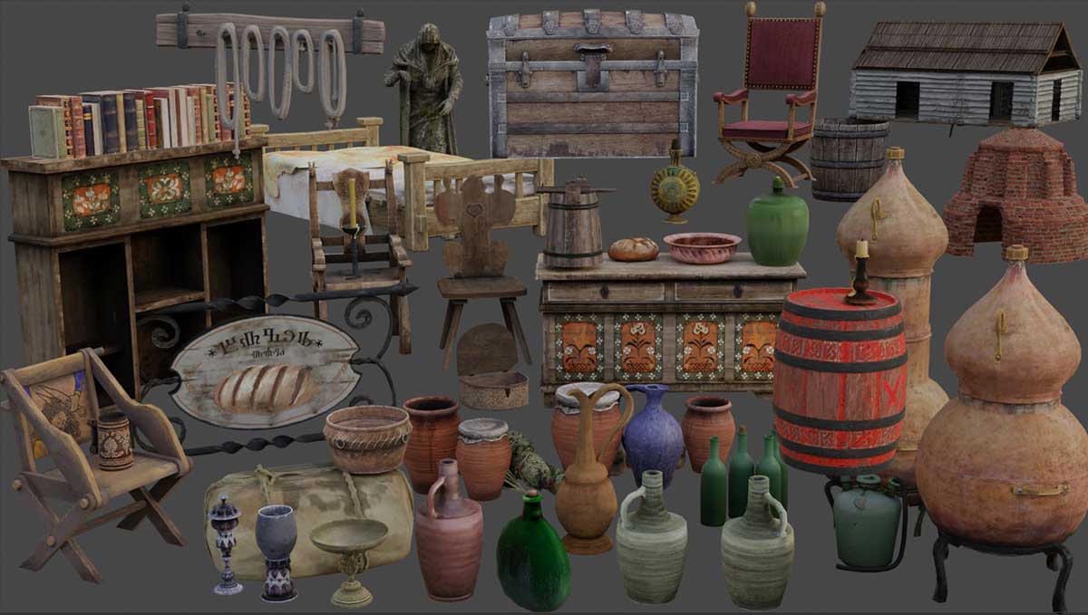 巫师3游戏场景物件3D模型资产预设(Blender) The Witcher 3: Wild Hunt Asset Library