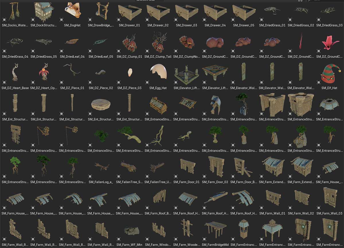 Blender中世纪奇幻游戏Kena: Bridge of Spirits角色场景道具3D模型资产 Kena Bridge of Spirits Asset Library