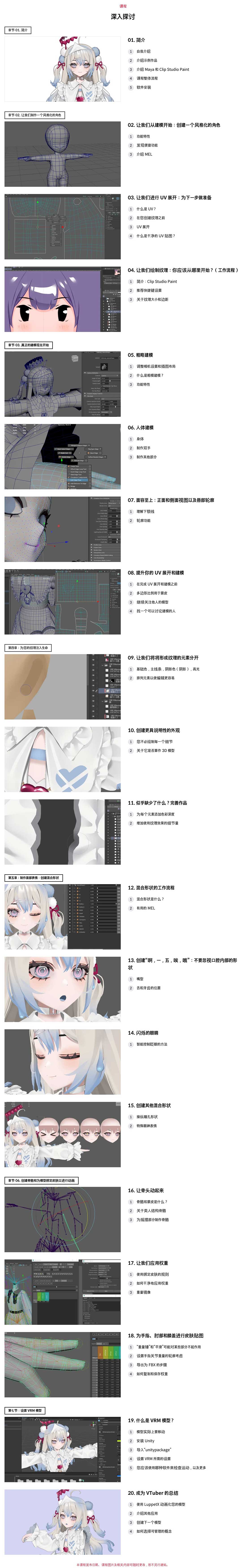 Maya/CSP二次元VTuber虚拟主播建模贴图绑定视频教程(中英文字幕) Coloso – Design Illustrative VTubers with 3D Modeling