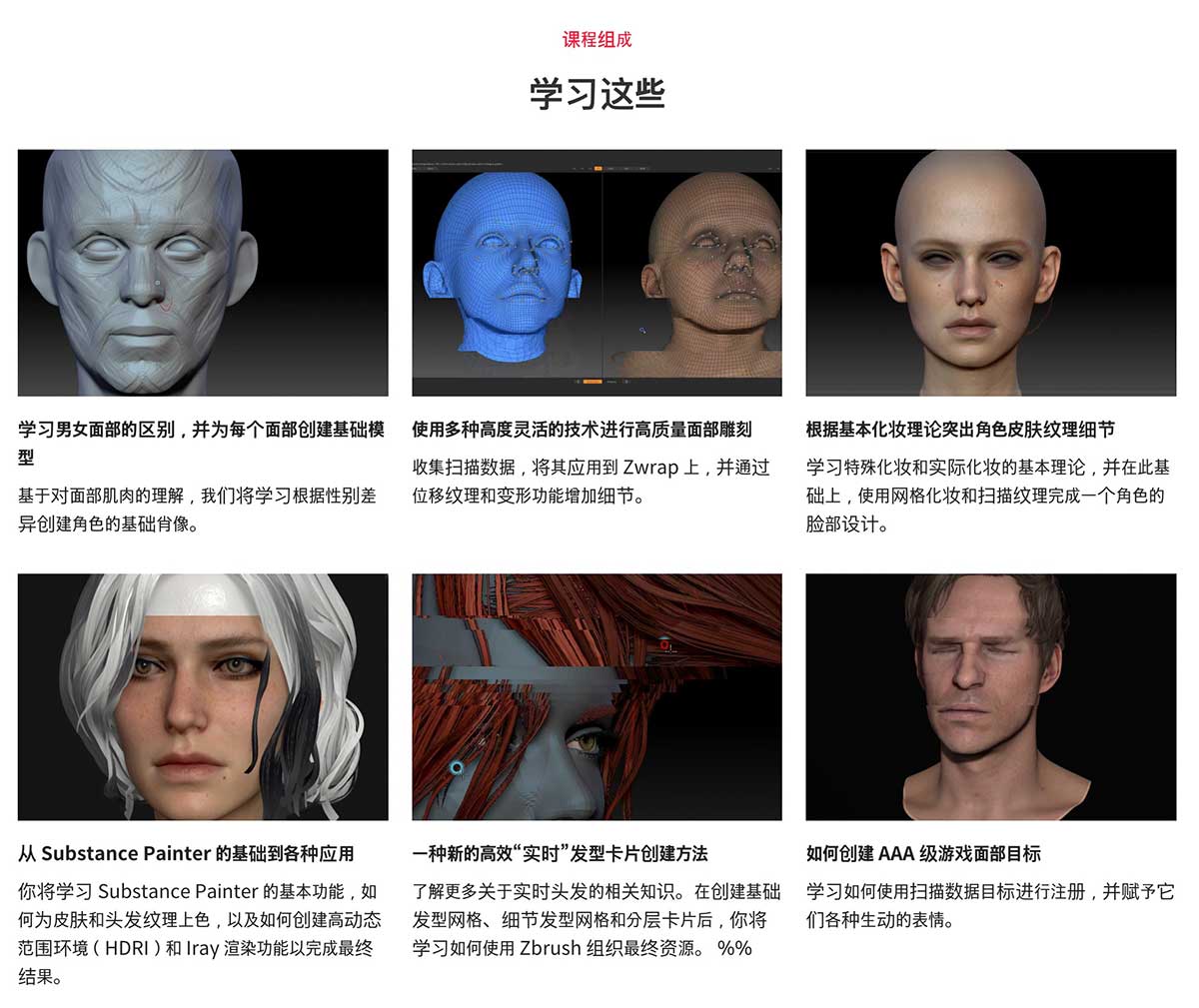 ZBrush/3DS MAX真实游戏角色面部发型表情全流程建模教程 Coloso – Real-time Character Design: Face, Hair & Expressions