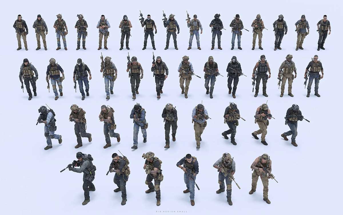 现代特种作战特工情报雇佣兵人物角色装备相关等3D模型资产(Blender/FBX/OBJ/UE格式) BigMediumSmall – Shadow Unit