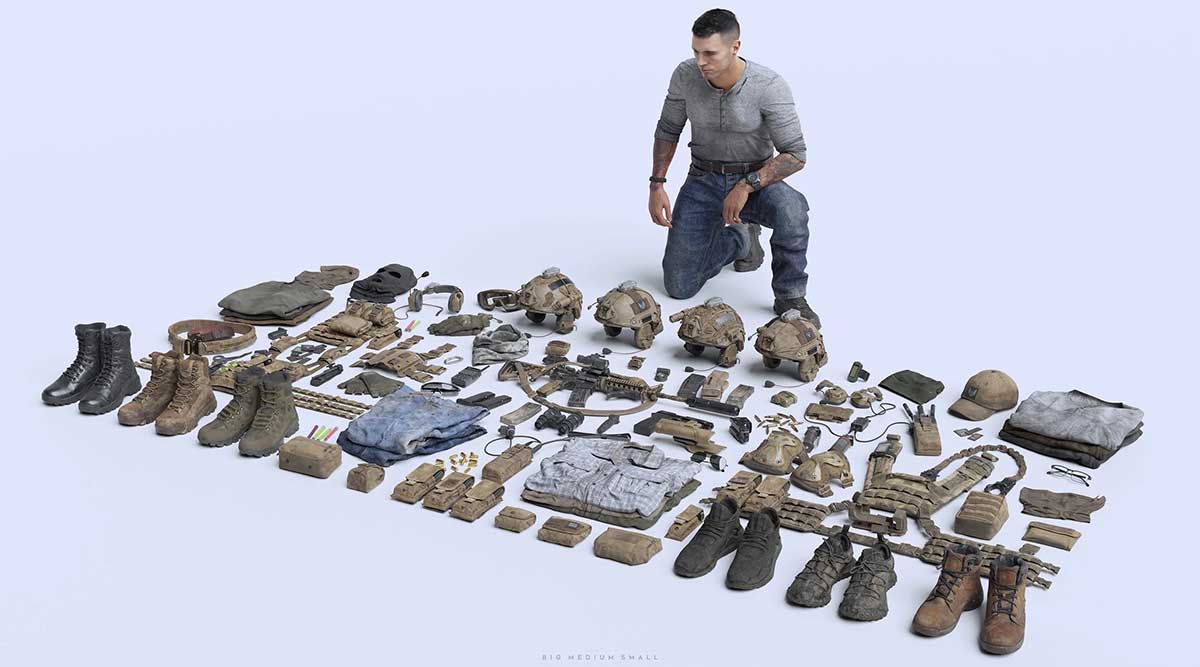 现代特种作战特工情报雇佣兵人物角色装备相关等3D模型资产(Blender/FBX/OBJ/UE格式) BigMediumSmall – Shadow Unit