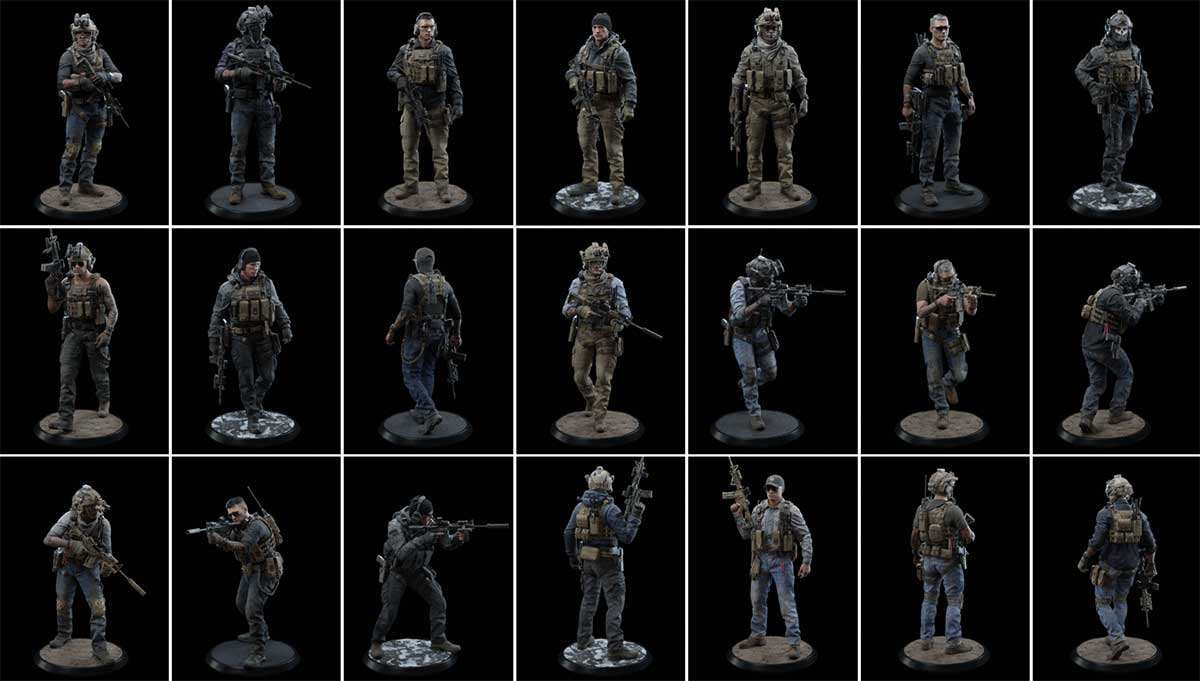 现代特种作战特工情报雇佣兵人物角色装备相关等3D模型资产(Blender/FBX/OBJ/UE格式) BigMediumSmall – Shadow Unit