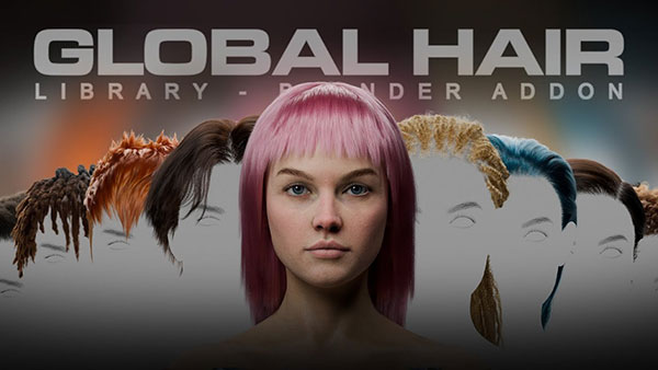 Blender人物角色发型头发资产库插件 Globalhair V1.0.0