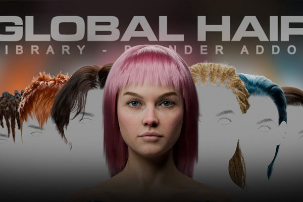 Blender人物角色发型头发资产库插件 Globalhair V1.0.0