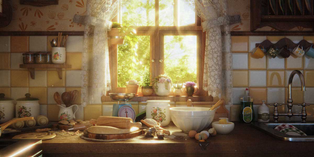 Blender风格化厨房场景建模贴图渲染完整基础视频教程包含工程文件(中英文字幕) Stylized Kitchen Course