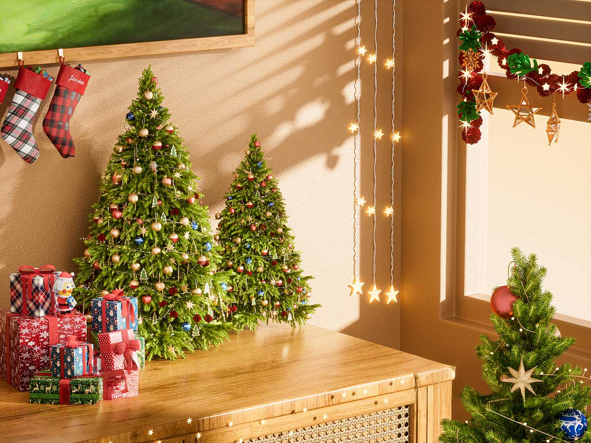 C4D圣诞节场景OC渲染工程圣诞树圣诞袜子礼盒C4D模型