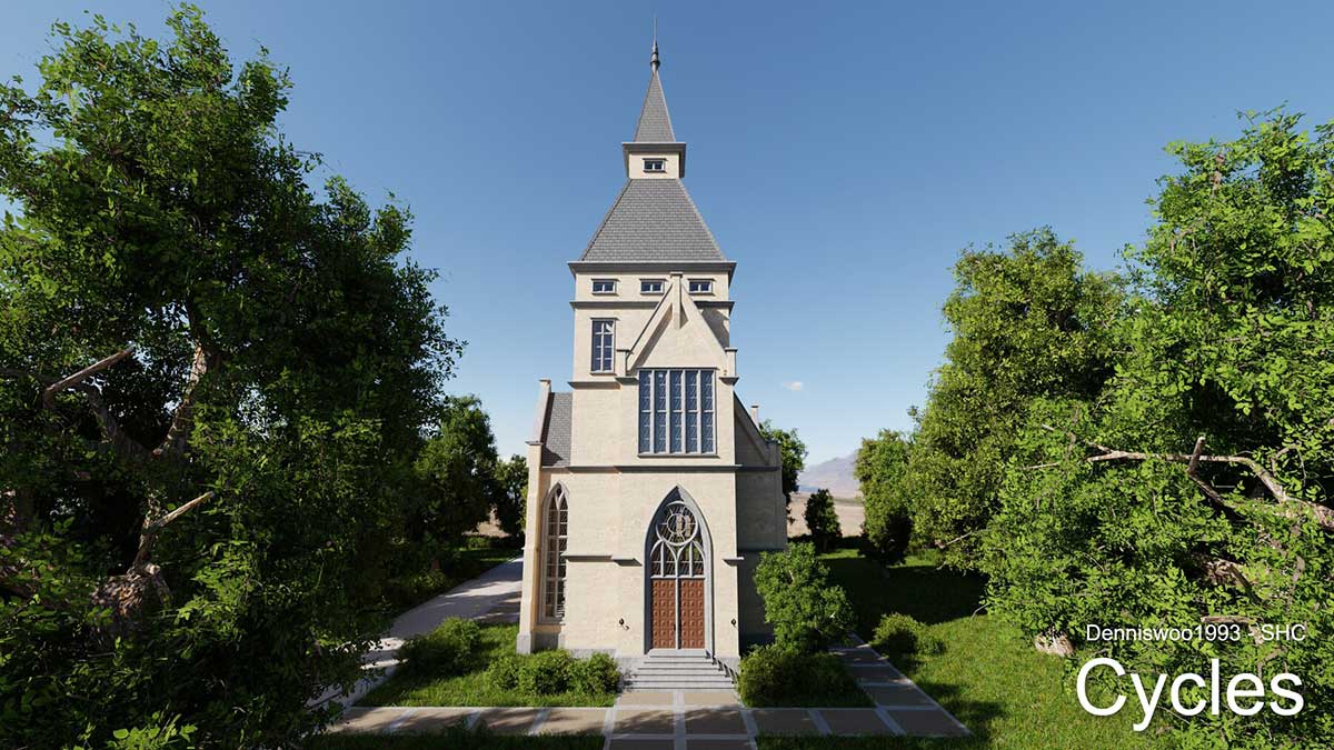 Blnder经典欧式庄园城堡和内部3D模型下载