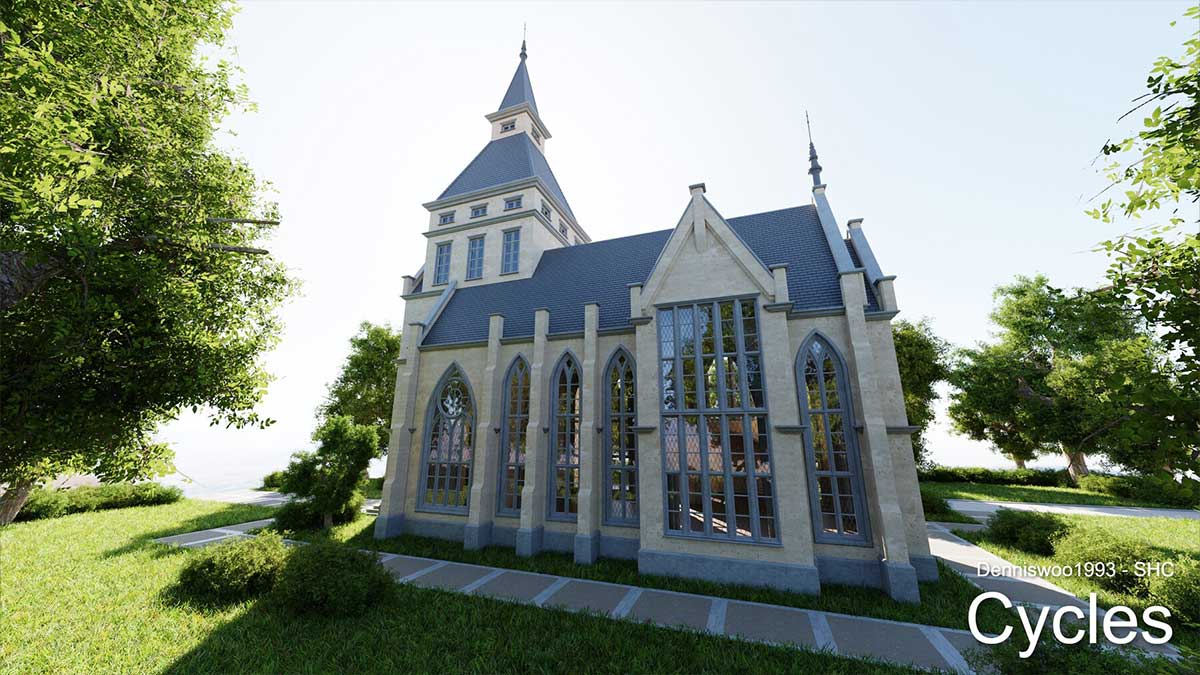 Blnder经典欧式庄园城堡和内部3D模型下载