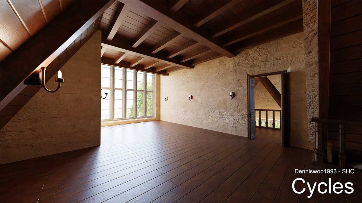 Blnder经典欧式庄园城堡和内部3D模型下载