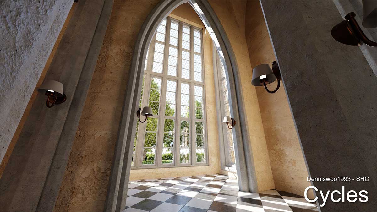 Blnder经典欧式庄园城堡和内部3D模型下载