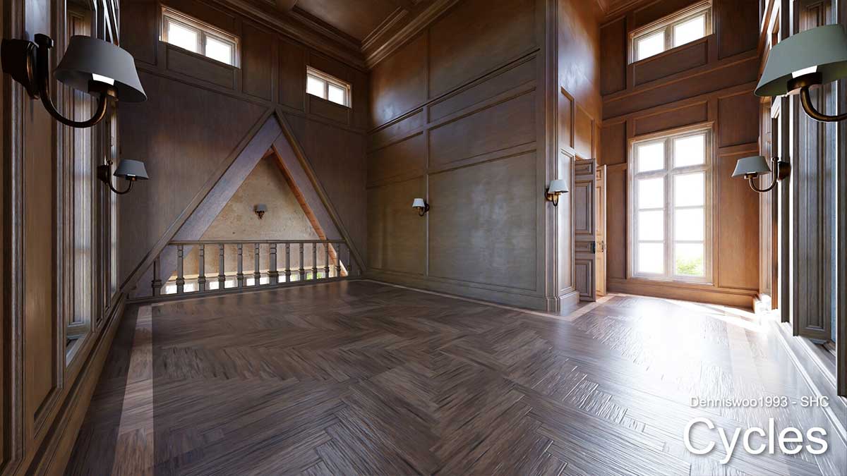 Blnder经典欧式庄园城堡和内部3D模型下载