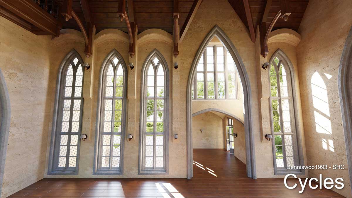 Blnder经典欧式庄园城堡和内部3D模型下载