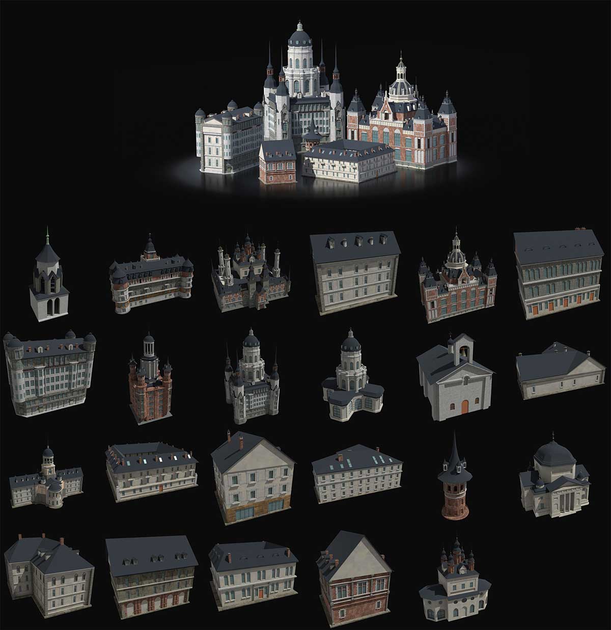 Blender中世纪建筑3D模型资产库 Stylized Building Library Vol.1 Kitbash Assets v1.0.1