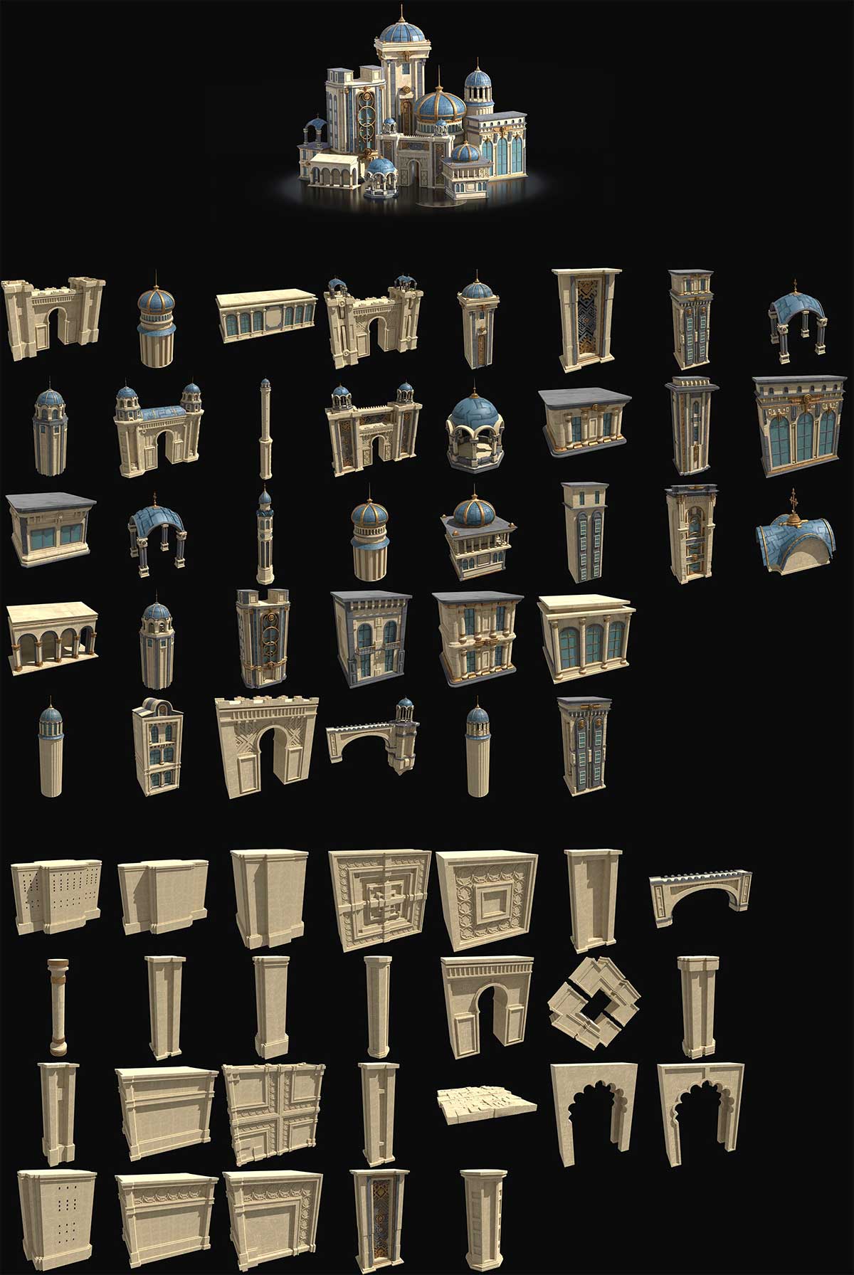 Blender中世纪建筑3D模型资产库 Stylized Building Library Vol.1 Kitbash Assets v1.0.1