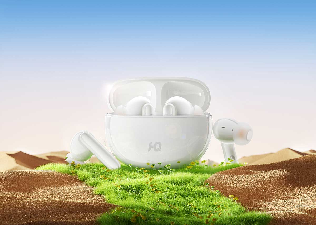 C4D蓝牙耳机3C产品沙漠场景OC渲染工程蓝牙耳机C4D模型