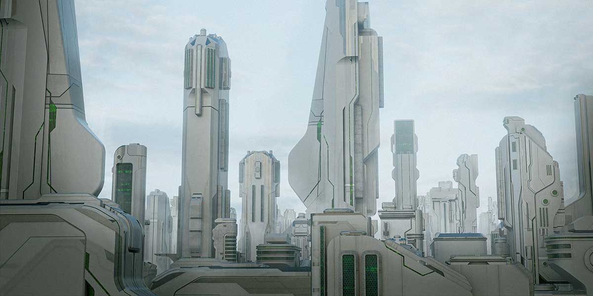 Blender数据都市科幻城市建筑3D模型资产 Arclink City – Data Megapolis Kitbash Buildings