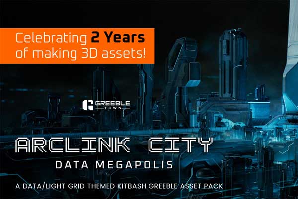 Blender数据都市科幻城市建筑3D模型资产 Arclink City – Data Megapolis Kitbash Buildings