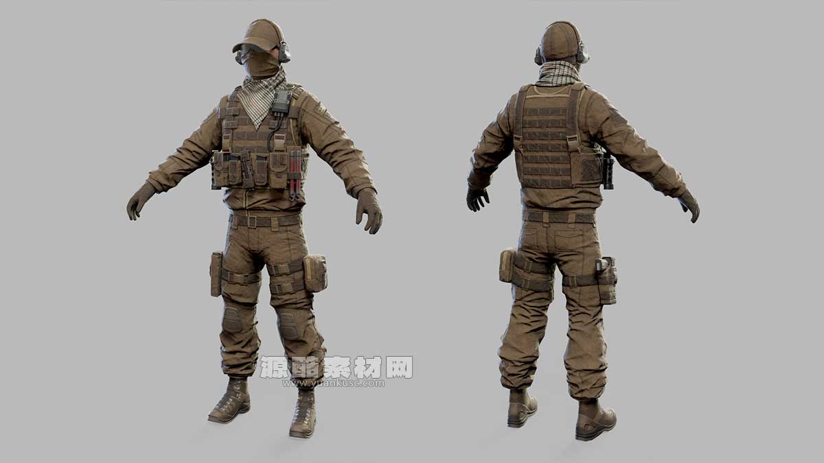 现代突击士兵低多边形3D模型资产下载(Blender,FBX,OBJ)