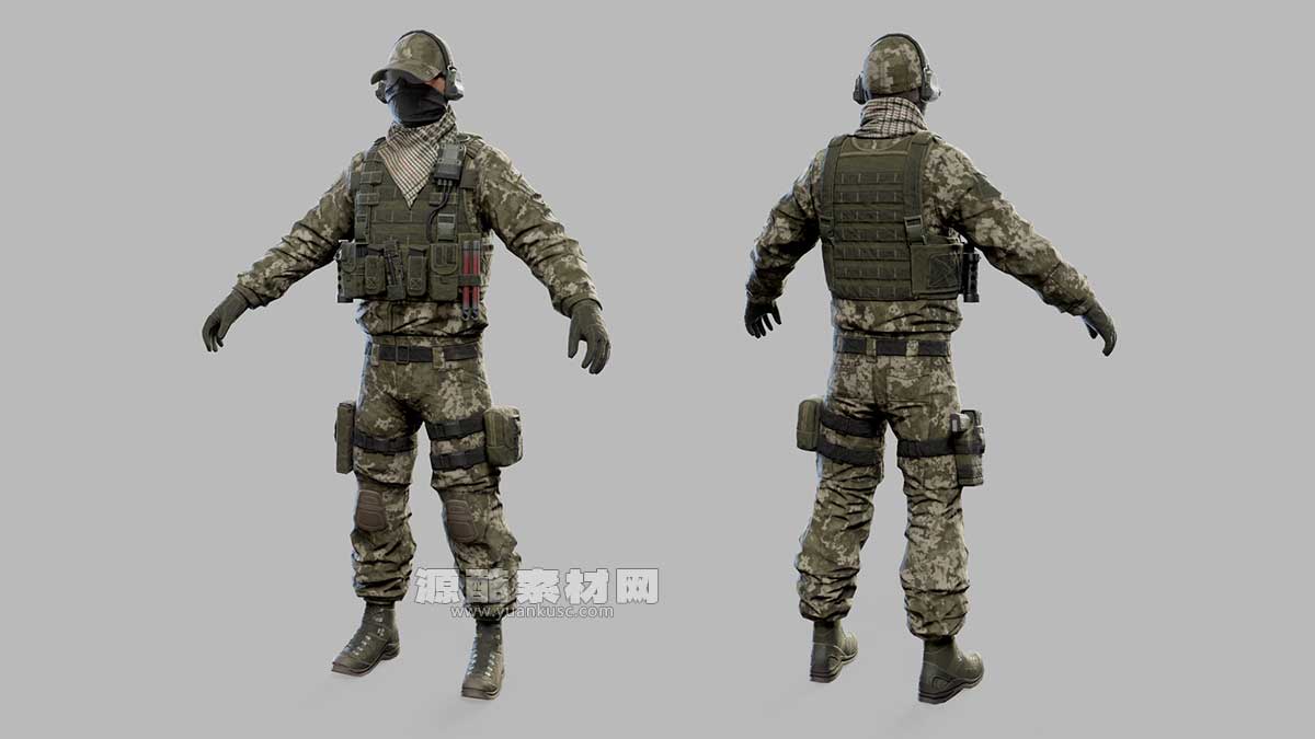 现代突击士兵低多边形3D模型资产下载(Blender,FBX,OBJ)