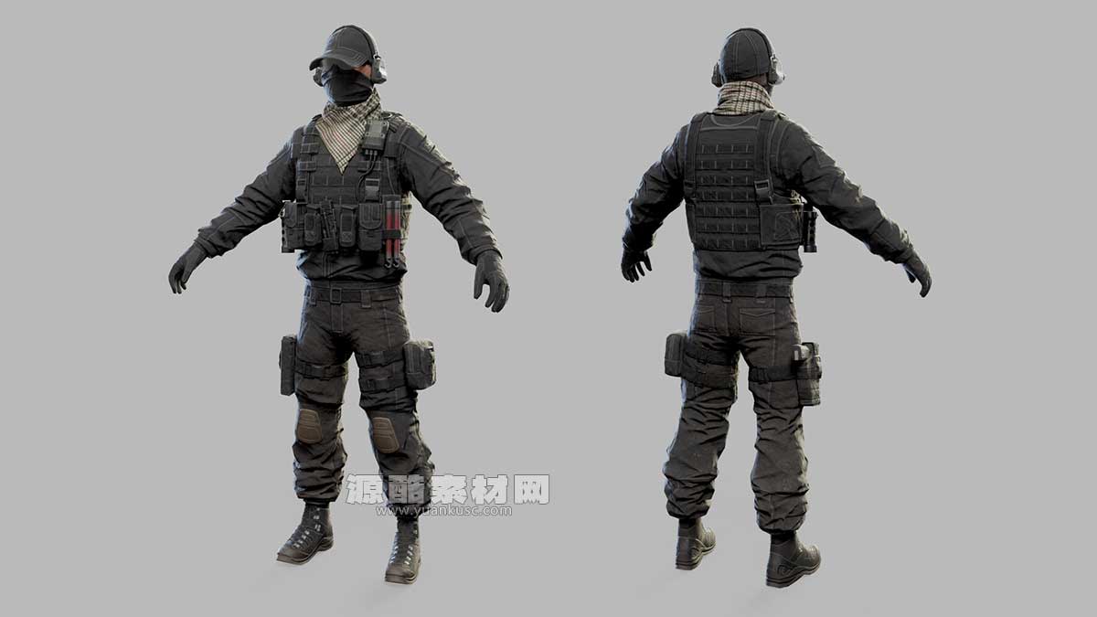 现代突击士兵低多边形3D模型资产下载(Blender,FBX,OBJ)