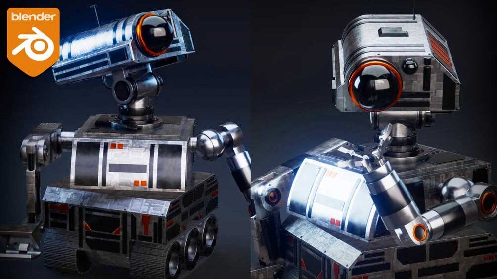 Blender瓦力科幻工程机器人建模材质绑定动画视频教程(中英字幕) Sci-Fi Construction Robot (Blender Tutorial Series)