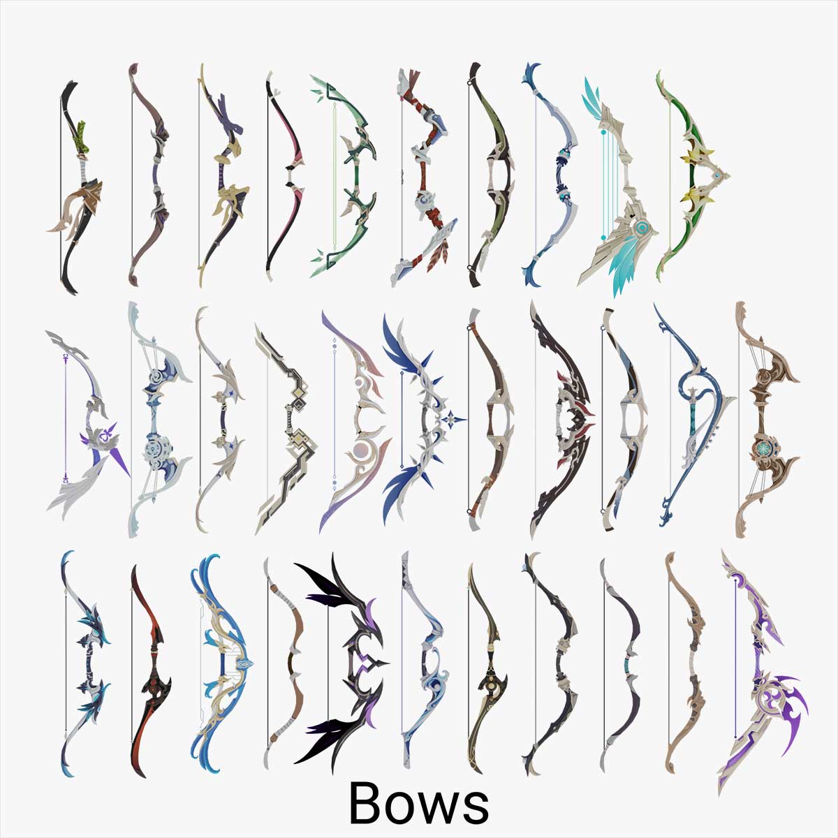 Blender原神武器3D模型资产包 Genshin Impact Weapon Pack