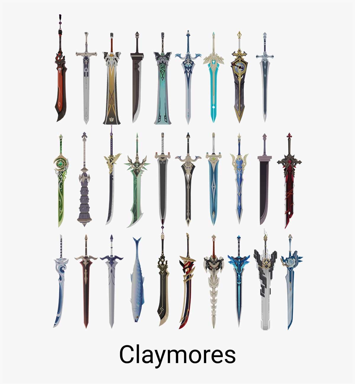 Blender原神武器3D模型资产包 Genshin Impact Weapon Pack