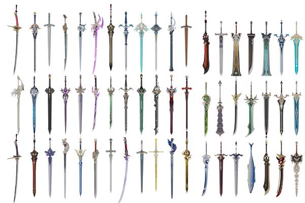 Blender原神武器3D模型资产包 Genshin Impact Weapon Pack